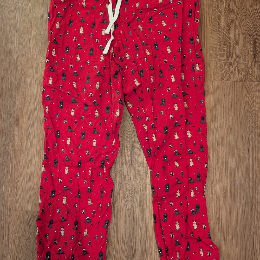 Vineyard Vines Red Pajama Pants with Dog Print